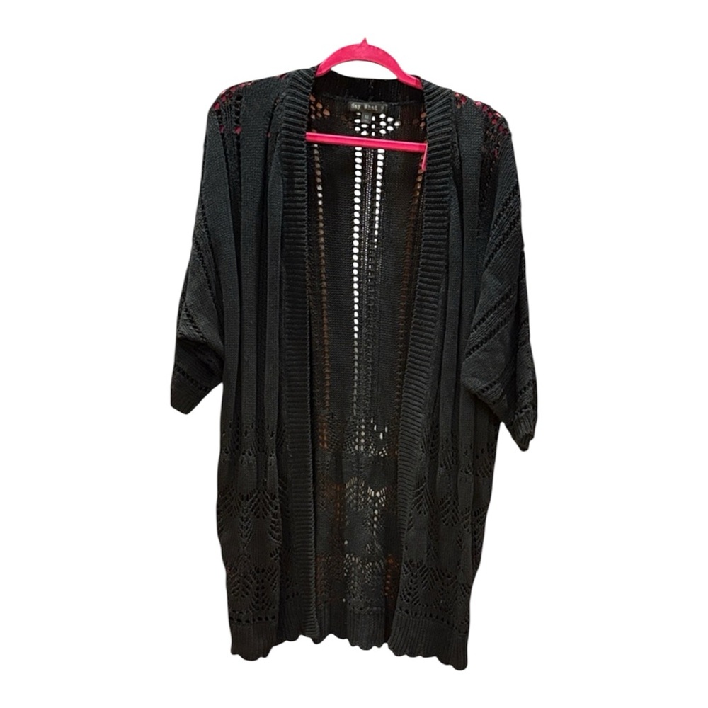 Say What? Black Open Knit Cardigan
